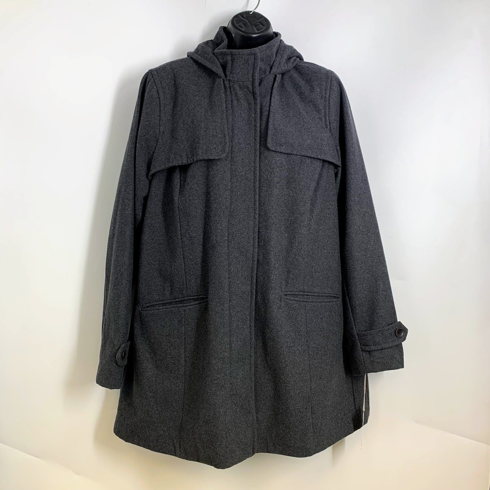 A New Day Women's Duffle Hooded Wool Blend Coat Grey XXL NWT